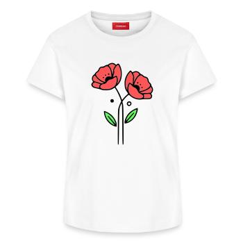 Coquelicot-coquelicots-minimaliste-Line-Art-5 - T-shirt femme en coton Supima – de SPREAD - blanc - Devant - AI Model Female 172 dark (172cm)