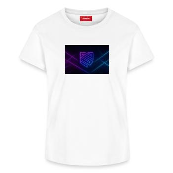 Brillance géométrique néon - T-shirt femme en coton Supima – de SPREAD - blanc - Devant - AI Model Female 172 dark (172cm)