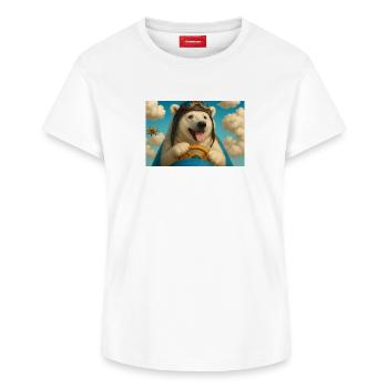 Aviator Dog begibt sich auf ein Abenteuer - Frauen Supima Cotton T-Shirt – von SPREAD - Weiß - Vorne - AI Model Female 172 dark (172cm)