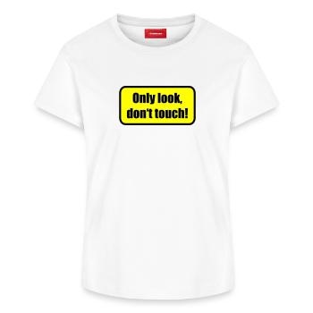 Only look dont touch | berühren | Touch - Women's Supima Cotton T-Shirt – by SPREAD - white - Front - AI Model Female 172 dark (172cm)