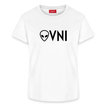 Ovni Ufo Extraterrestre Espace Geek Planète - T-shirt femme en coton Supima – de SPREAD - blanc - Devant - AI Model Female 172 dark (172cm)