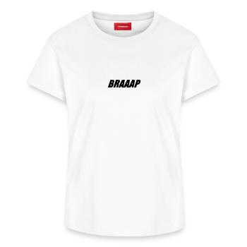 BRAAAP - Women's Supima Cotton T-Shirt – by SPREAD - white - Front - AI Model Female 172 dark (172cm)