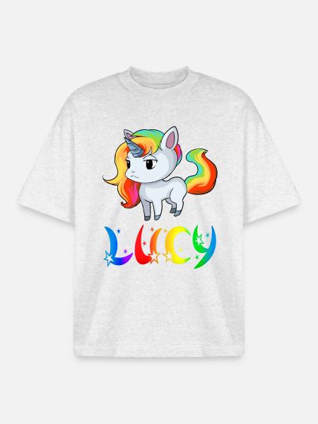 Lucy Unicorn - Boxy Heavyweight Unisex Organic T-Shirt by Stanley/Stella - cool heather grey