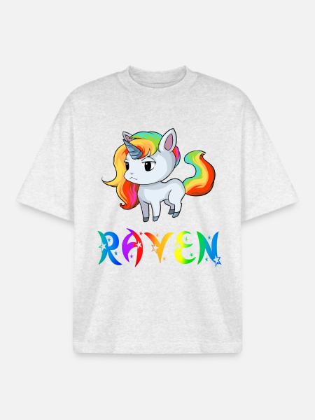 Einhorn Raven - Boxy Heavyweight Unisex Organic T-Shirt von Stanley/Stella - Kühles Grau meliert