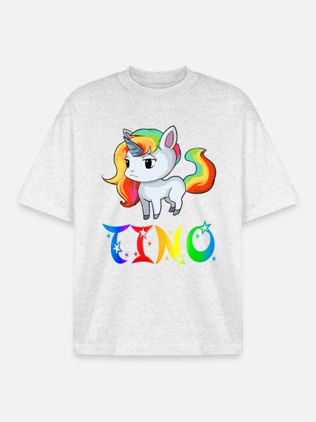 Einhorn Tino - Boxy Heavyweight Unisex Organic T-Shirt von Stanley/Stella - Kühles Grau meliert