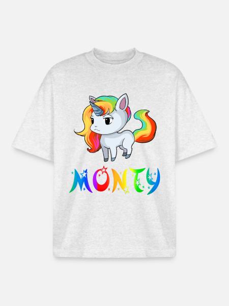 Unicorn Monty - Boxy Heavyweight Unisex Organic T-Shirt by Stanley/Stella - cool heather grey
