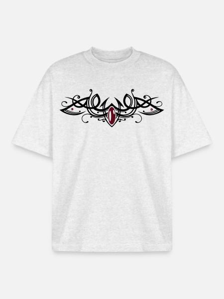 Tribal Tattoo ornament with gemstone. - Boxy Heavyweight Unisex Organic T-Shirt by Stanley/Stella - cool heather grey