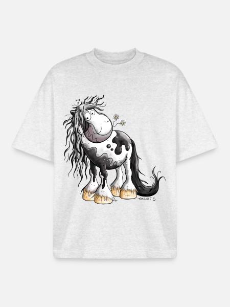 Funny Pinto Horse - Boxy Heavyweight Unisex Organic T-Shirt by Stanley/Stella - cool heather grey
