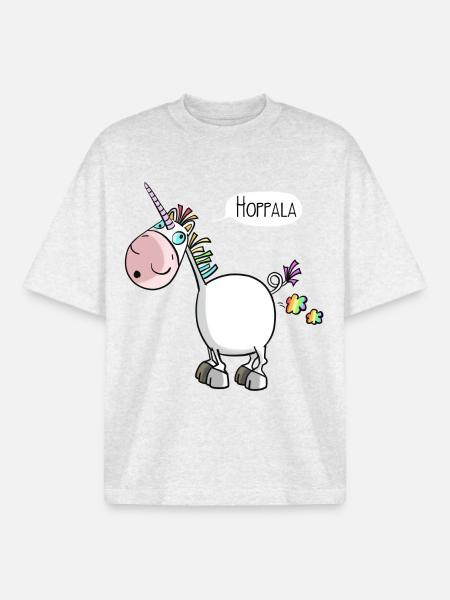Hoppala Einhorn - Boxy Heavyweight Unisex Organic T-Shirt von Stanley/Stella - Kühles Grau meliert