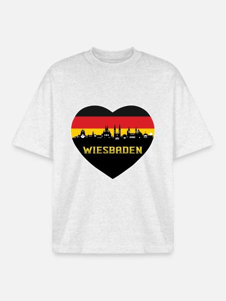 Wiesbaden Germany German Flag Deutsche Flagge - Boxy Heavyweight Unisex Organic T-Shirt by Stanley/Stella - cool heather grey