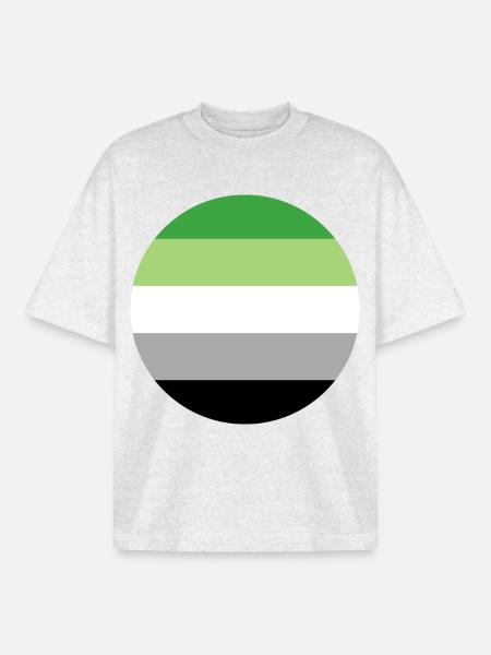 round sticker aromantic pride flag lgbt gift idea - Boxy Heavyweight Unisex Organic T-Shirt by Stanley/Stella - cool heather grey