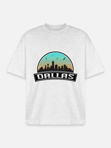 Dallas Texas USA Skyline Souvenir - Boxy Heavyweight Unisex Organic T-Shirt by Stanley/Stella - cool heather grey