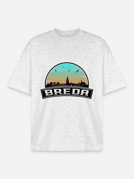 Breda Netherlands Skyline Dutch Souvenir - Boxy Heavyweight Unisex Organic T-Shirt by Stanley/Stella - cool heather grey