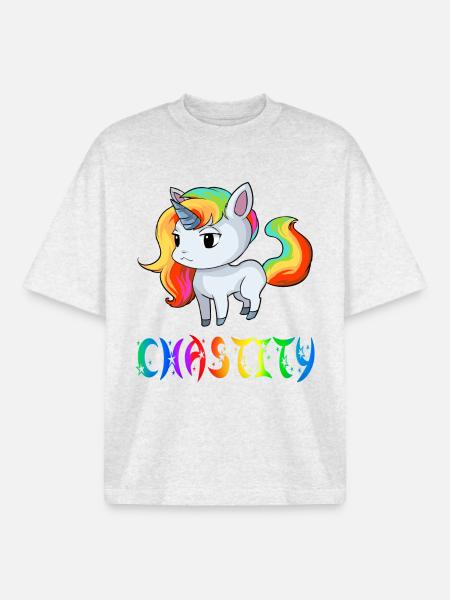 Einhorn Chastity - T-shirt unisexe boxy épais biologique Stanley/Stella - gris chiné frais