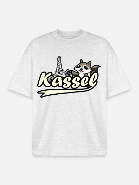 Kassel Waschbär Herkules - Boxy Heavyweight Unisex Organic T-Shirt von Stanley/Stella - Kühles Grau meliert