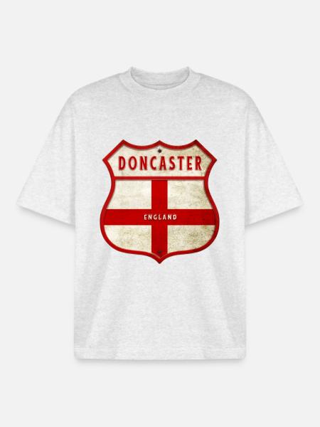 Doncaster Angleterre Drapeau Armoiries - T-shirt unisexe boxy épais biologique Stanley/Stella - gris chiné frais