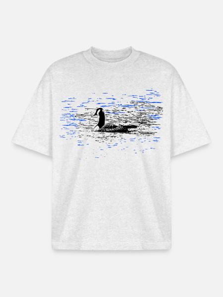 Duck Erpel Pond Swimming - Boxy Heavyweight Unisex Organic T-Shirt by Stanley/Stella - cool heather grey