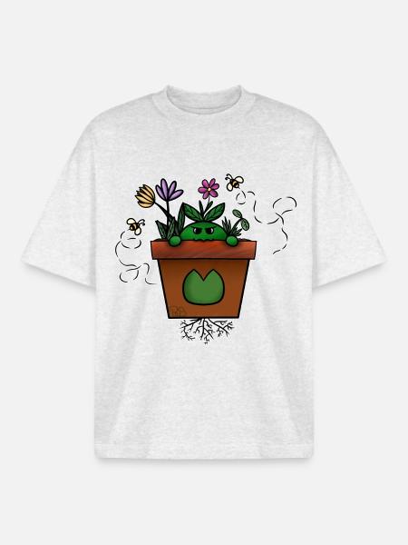 Pot2Pousse ! Par Pousse2Bambou ! - Boxy Heavyweight Unisex Organic T-Shirt by Stanley/Stella - cool heather grey