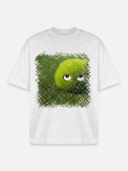 Funny green grass ball - Boxy Heavyweight Unisex Organic T-Shirt by Stanley/Stella - cool heather grey