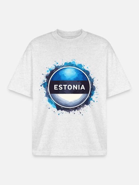 Estland Flagge Fahne Geschenk - Boxy Heavyweight Unisex Organic T-Shirt von Stanley/Stella - Kühles Grau meliert