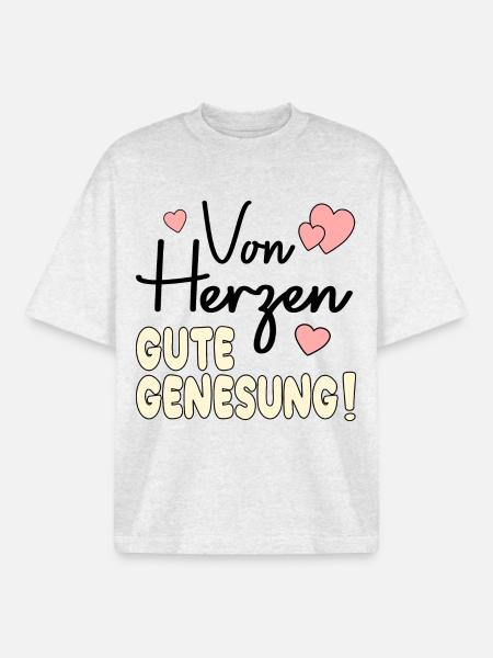 Genesungswünsche HERZ - Boxy Heavyweight Unisex Organic T-Shirt von Stanley/Stella - Kühles Grau meliert