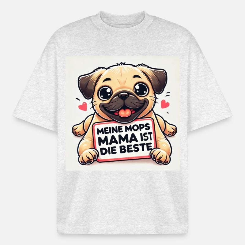 Lustiger Hund mit Kinder Botschaft - Boxy Heavyweight Unisex Organic T-Shirt von Stanley/Stella - Kühles Grau meliert