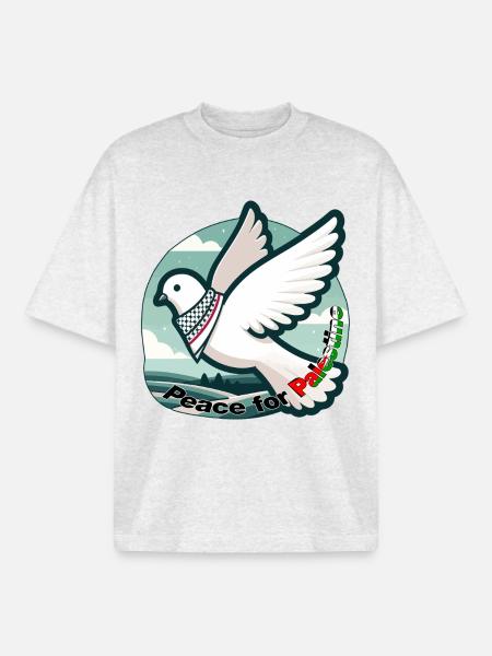 Peace for Palestine - Boxy Heavyweight Unisex Organic T-Shirt by Stanley/Stella - cool heather grey