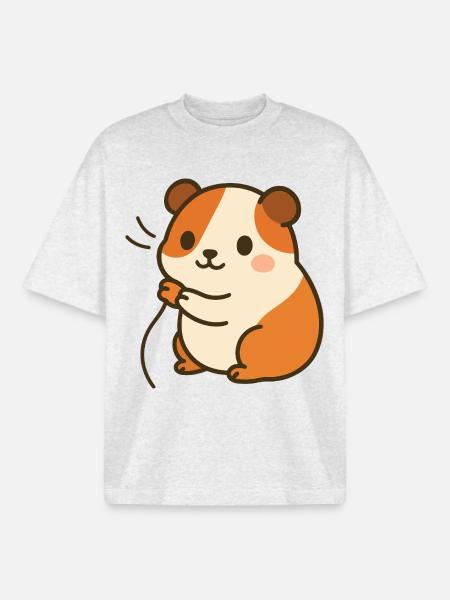 Cuddle time with guinea pigs - Boxy Heavyweight Unisex Organic T-Shirt by Stanley/Stella - cool heather grey