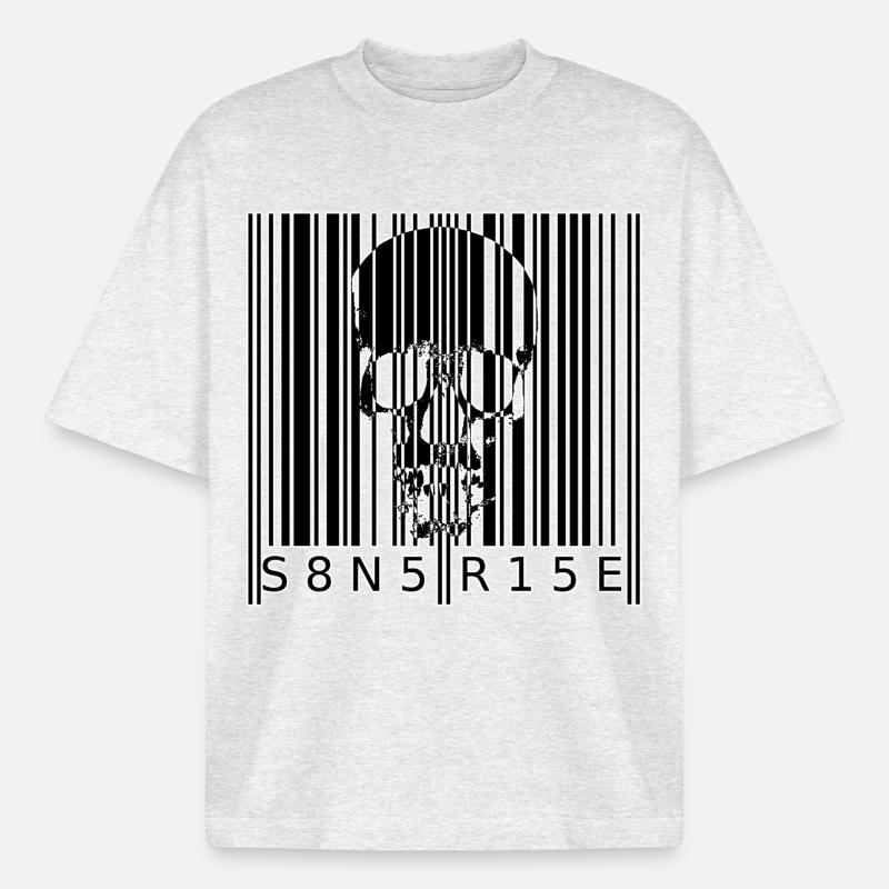 S8N5 R15E Dämonischer Barcode Streetstyle - Boxy Heavyweight Unisex Organic T-Shirt von Stanley/Stella - Kühles Grau meliert