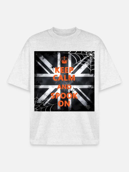 Keep Calm Spook On - Boxy Heavyweight Unisex Organic T-Shirt by Stanley/Stella - cool heather grey