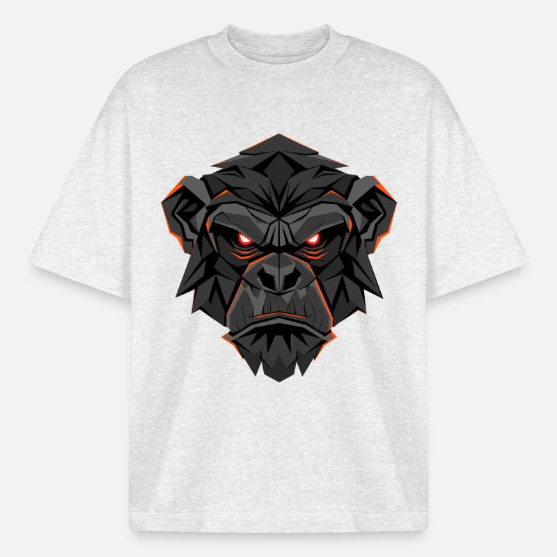 Visage Neon Gorilla Lowpoly - T-shirt unisexe épais coupe boxy Stanley/Stella - gris chiné frais