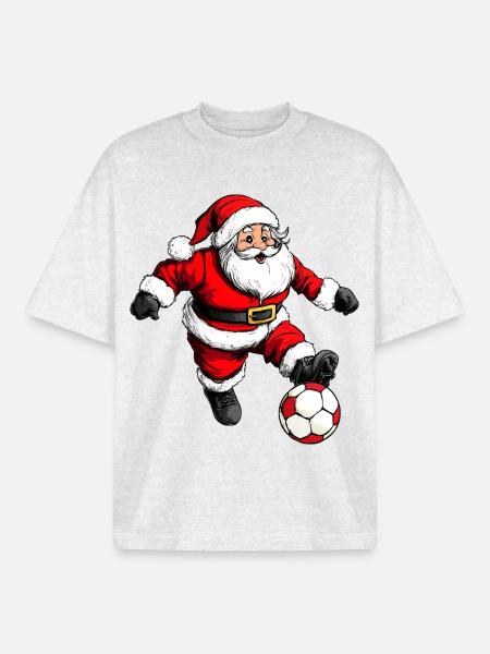 Fotbollsspelare Jul / Jultomten Fotboll - Unisex boxy heavyweight ekologisk T-shirt Stanley/Stella - kallt gråmelerad
