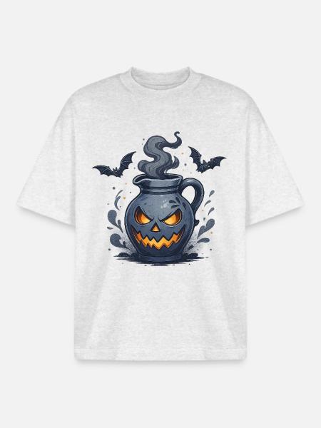 Halloween Bembel – Hessisches Gruseldesign - Boxy Heavyweight Unisex Organic T-Shirt von Stanley/Stella - Kühles Grau meliert