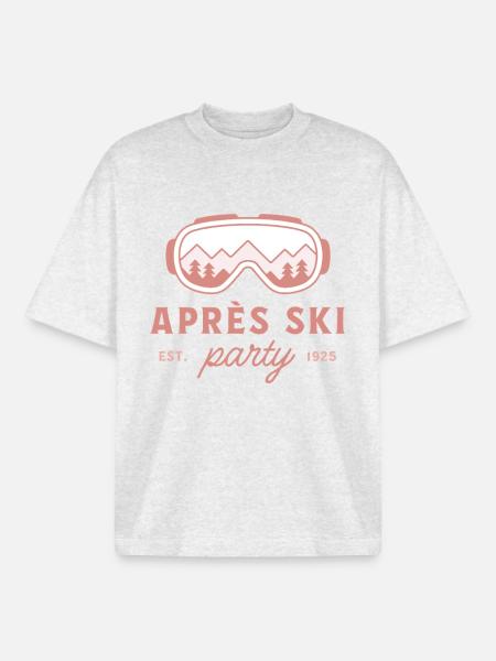 Apres skifest, ski, ski, piger aften, pink æstetik - Stanley/Stella unisex boxy heavyweight T-shirt økologisk - kølig grå meleret