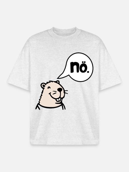 Capybara Absage Nö Nein - Boxy Heavyweight Unisex Organic T-Shirt von Stanley/Stella - Kühles Grau meliert