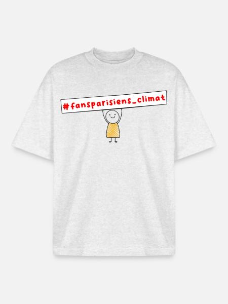 #fansparisiens_climat  - T-shirt unisexe boxy épais biologique Stanley/Stella - gris chiné frais