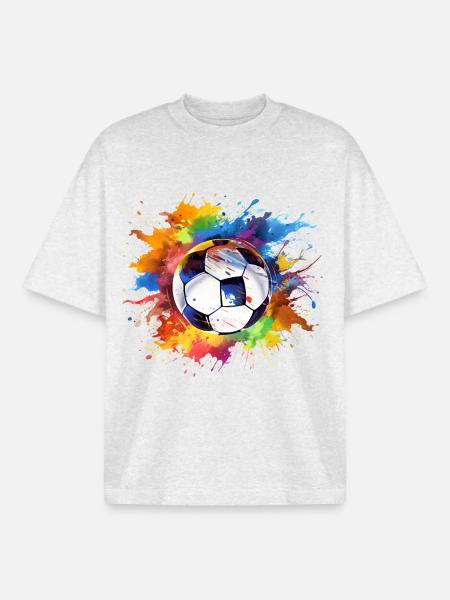 Fußball Ball Aquarell - Boxy Heavyweight Unisex Organic T-Shirt von Stanley/Stella - Kühles Grau meliert
