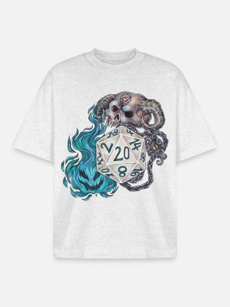 RPG Tabletop D20 Dice Gift Warlock - Boxy Heavyweight Unisex Organic T-Shirt by Stanley/Stella - cool heather grey