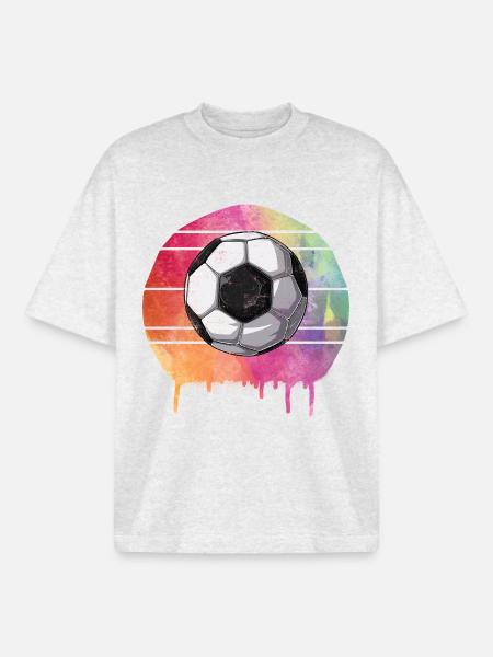 Fußball Ball - Boxy Heavyweight Unisex Organic T-Shirt von Stanley/Stella - Kühles Grau meliert