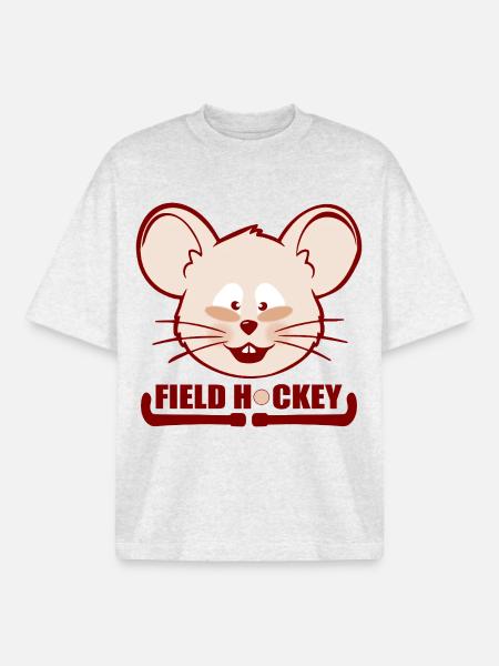 Field Hockey Kids Mouse - Boxy Heavyweight Unisex Organic T-Shirt by Stanley/Stella - cool heather grey