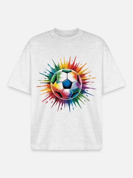 Fußball Ball Aquarell - Boxy Heavyweight Unisex Organic T-Shirt von Stanley/Stella - Kühles Grau meliert