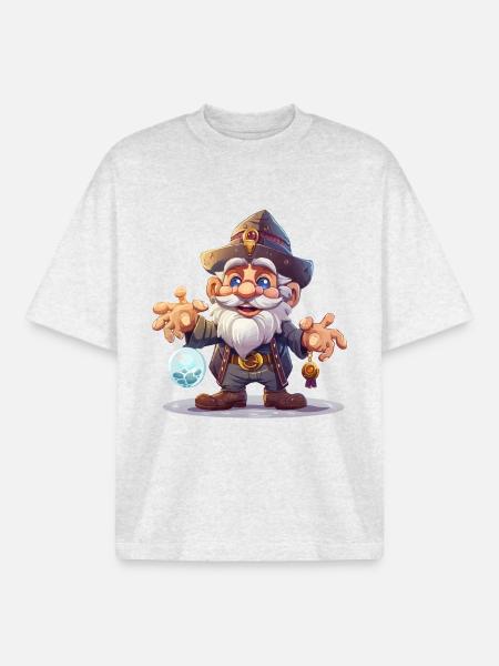 Wichtel-Zauberwald Leuchtkugel-Magier - Boxy Heavyweight Unisex Organic T-Shirt von Stanley/Stella - Kühles Grau meliert