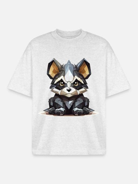 Chiot Chihuahua géométrique - T-shirt unisexe boxy épais biologique Stanley/Stella - gris chiné frais