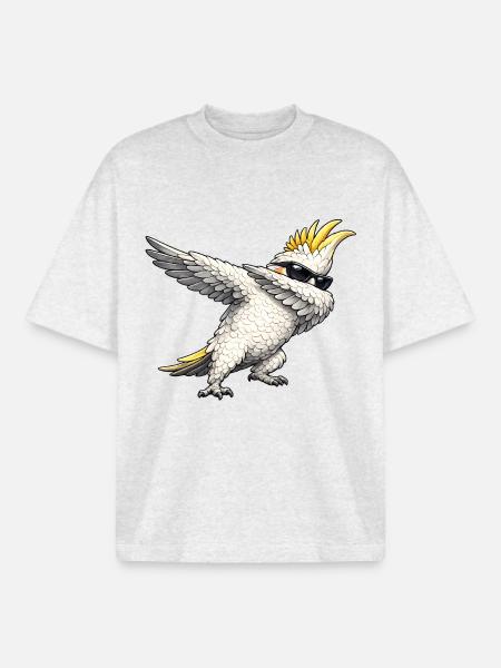 Dabbing Cockatiel - Boxy Heavyweight Unisex Organic T-Shirt by Stanley/Stella - cool heather grey