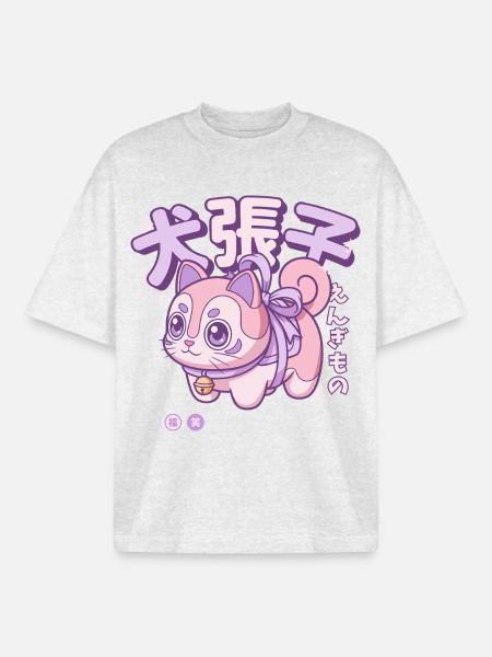 Inu Hariko Glücksbringer - Boxy Heavyweight Unisex Organic T-Shirt von Stanley/Stella - Kühles Grau meliert