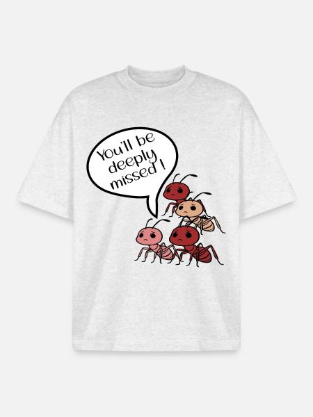 Adieu collègues Fourmis - T-shirt unisexe boxy épais biologique Stanley/Stella - gris chiné frais
