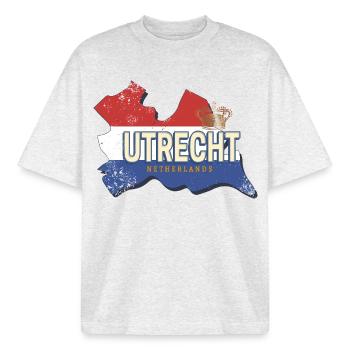 Utrecht aux Pays-Bas Souvenir Rétro Holland - T-shirt unisexe boxy épais biologique Stanley/Stella - gris chiné frais - Devant - AI Model Male 185 light (185cm) & AI Model Female 172 dark (172cm)