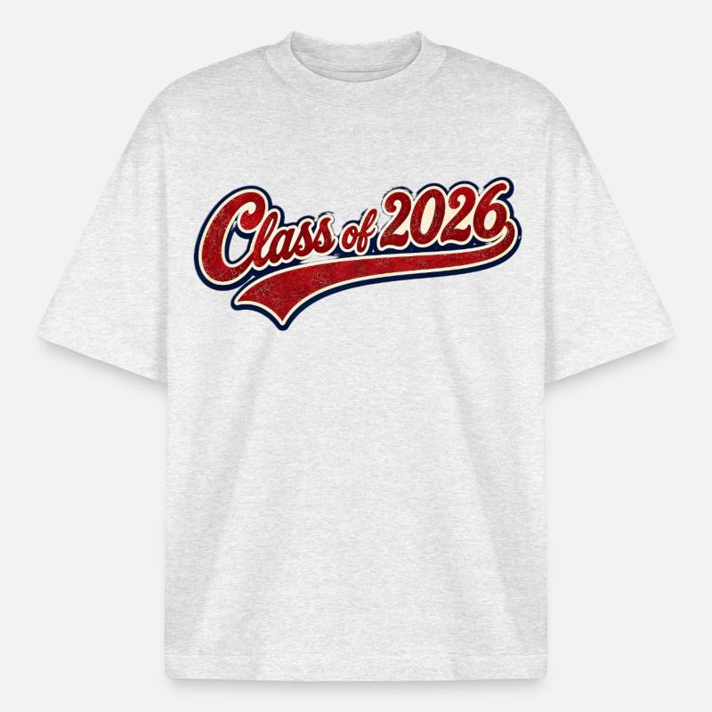 Class 2026 Retro Script - Boxy Heavyweight Unisex Organic T-Shirt by Stanley/Stella - cool heather grey