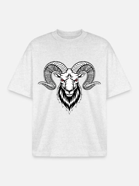 Widder-Wikinger-Maskottchen Logo Sport Bodybuilding - Boxy Heavyweight Unisex Organic T-Shirt von Stanley/Stella - Kühles Grau meliert
