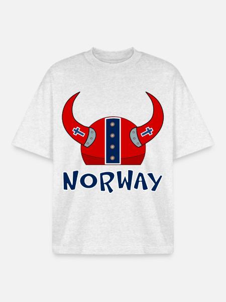 Casque du drapeau norvégien - T-shirt unisexe boxy épais biologique Stanley/Stella - gris chiné frais